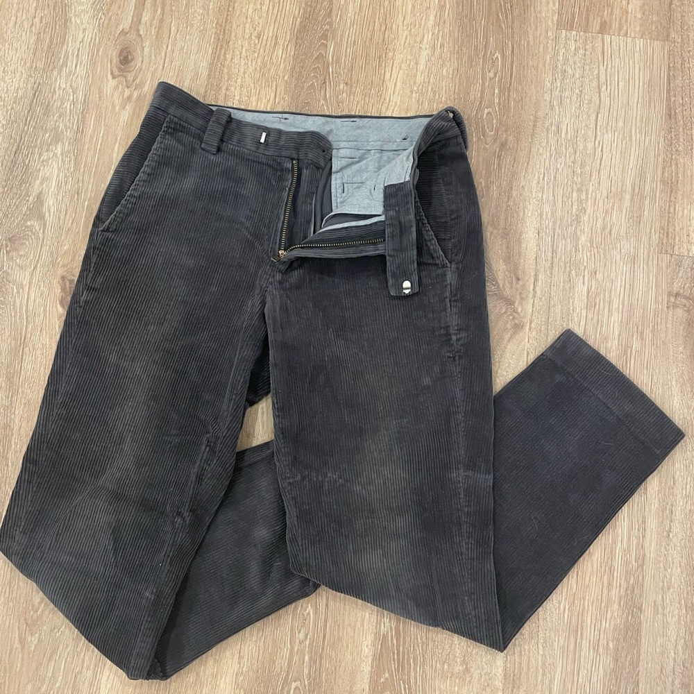 Brooks Brothers Black Corduroy Pants Flat Front Straight Leg